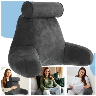 eloneo Rückenkissen mit Armlehnen 50 x 76 x 46 cm Grau