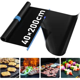 Grillmatte für gasgrill ,Backpapier Wiederverwendbar,BBQ Grillmatte,Grillmatten,Teflon Antihaft Wiederverwendbar,für Gasgrill,Holzkohlegrill,Elektronischen Grill,Backofe (40*200CM)