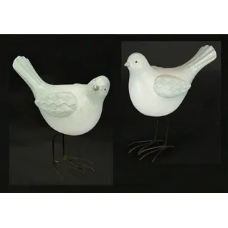 Vogel aus Terrakotta mit Glitter Dekovogel Tierfigur Deko Objekt Dekofigur Ornament Skulpturen Statue Wohnaccessoires Weihnachtsdeko Schmuck Bad Tischdeko Geschenk Glitzer Glanz Keramik 2er Set
