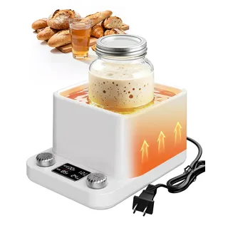 MQUPIN Sauerteig Starter Wärmer, gleichmäßiges Wasserbad-Sauerteigwärmer, 1°F präziser Thermostat (70-104°F), 198-Stunden-Timer, intelligenter Wärmer für Kombucha, Joghurt und Bierfermentation (Weiß)