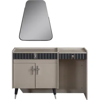 Beiger Schminktisch Holz Kosmetiktisch Designer Spiegel JVmoebel - Beige