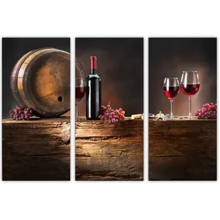 AREDE 3er Set Wandkunst Gemälde Bild Poster " Weinkunst" | 90 x 60 cm | Wandbilder Wanddekoration Home Office Wohnzimmer Schlafzimmer Dekoration | Fertig zum Aufhängen