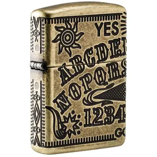 Zippo Sturmfeuerzeug - Ouija Board, Antique Brass, MultiCut - Nachfüllbar - Wiederverwendbar - Windfestes Design - Geschenkbox - Made in USA