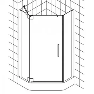Kermi Fünfeck PASA XP L47 09020, PXL47090201AK, Farbe: Silber Mattglanz Echtglas klar