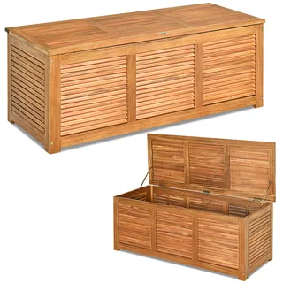 GOPLUS Gartenbox Holz, 178L Auflagenbox mit Stauraum, Aufbewahrungsbox Garten mit Deckel, Gartentruhe Gartenkiste Kissenbox Outdoor für Hinterhof, Veranda & Garten, 120,5 x 44,5 x 44,5cm