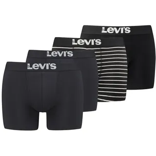 Levi's Levi’s Basic-Boxershorts, einfarbige und gestreifte Baumwollunterwäsche für Männer mit elastischem Bund, kein Hochrutschen, 4er-Pack