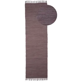 carpetfine Kelim Chindi uni Wendeteppich 70 x 240 cm Lila/Rosa