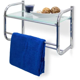 Relaxdays Wandregal Badetuchhalter Silber