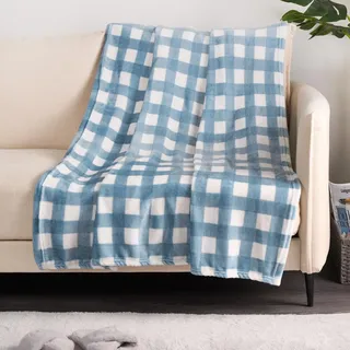 OHS Decke Kinder dekorativer Fleece Überwurf für Bett, Sofa, Wohnzimmer, Schlafzimmer, warm, gemütlich, bequem, Camping, Reisen, Haustierdecke, Sofa überwurf 120 x 150 cm, Blau