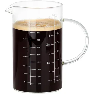 BCnmviku Glas Messbecher 1L,Messbecher mit Waage(ml, oz, Tasse),Geeignet für Küche,Restaurant(1000ml A)