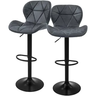 ML-Design Barhocker Kunstleder, anthrazit 2er Set - Anthrazit , Metall , 41x110x47 cm , Esszimmer, Barmöbel, Barhocker