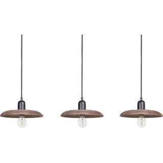 BELIANI Hängeleuchte Dunkelbraun Mango-Holz 3-Flammig mit Schirm Kegelform Langem Kabel Boho Stil Rustikal für Esstisch Wohnzimmer Flur Wohnküche - Braun