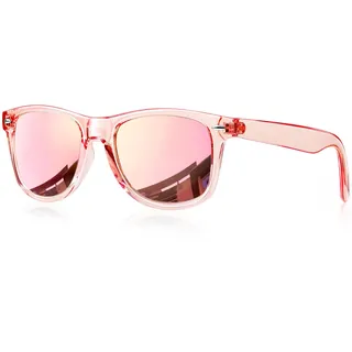 KANASTAL Klassisch Sonnenbrille Herren Damen Polarisiert | Retro Rechteckig, UV400 Schutz, Verspiegelt, Transparenter Rahmen, Für Fahren Wandern Golf Fischen Outdoorsport, Anti Glare