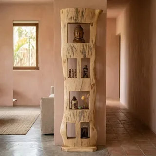 Baumstamm Regal Suar Massivholz Bücherregal Standregal Wandregal Baumkante 220cm
