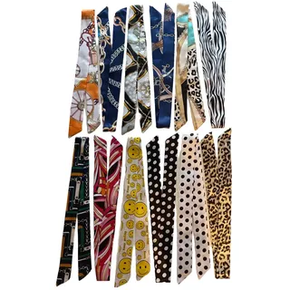FonVan 12 Stück Handtaschen Schal, Satin Ribbon Seidentücher Scarf Damen, Griff Wickel Bandana, Seidenschal für Handtaschen Griff Tasche Band Schal Haartuch, 100% Polyester (12Farben)