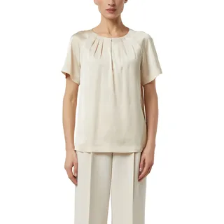 Comma Shirtbluse Sommer-Bluse mit gerafftem Kragen und Cut-out, vanilla