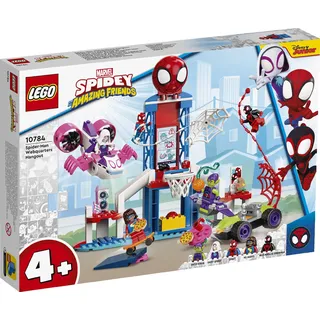 LEGO 10784 Marvel Spidey und seine Super-Freunde Spider-Mans Hauptquartier, Spielzeug zum Bauen mit 2in1 Spielzeugauto und Flugzeug sowie 5 Minifiguren, darunter Miles Morales, Geschenk für Kinder - Beige
