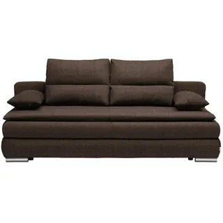 Venda Schlafsofa , Braun, Silberfarben , Textil , Uni , Füllung: Schaumstoff , 207x94x90 cm , Stoffauswahl, Schlafen auf Sitzhöhe, Rücken echt , Wohnzimmer, Sofas & Couches, Schlafsofas, Sonstige Schlafsofas