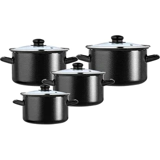 Emaille Töpfe - Set - 4-teilig - 2 l, 3 l, 4 l, 5 l - FCM- - Braun