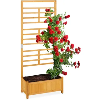 Relaxdays Rankgitter mit Pflanzkasten 171 x 71 x 31,5 cm Natur