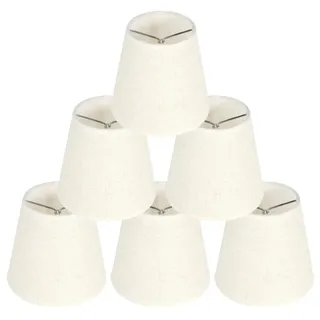 6pcs Kleiner Flachs Kerze Kronleuchter Lampenschirm, E14 Weiß Barrel Leinen Lampenschirm Modern Simple Clip, Lampen Schirm Für Tischlampe Oder Stehlampe, Nachttisch Lampenschirm