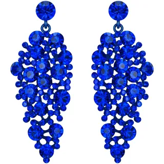 EVER FAITH Kristall Ohrringe für Hochzeits Braut, funkelnde Strass Tropfen Kronleuchter für Damen und Mädchen Blau