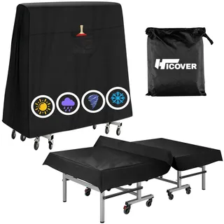 Hicover Tischtennisplatte Abdeckung - Wasserdichte Tischtennis Schutzhülle aus 600D Oxford für Outdoor und Indoor