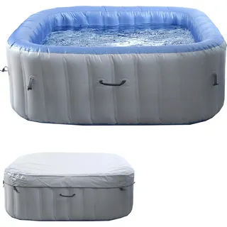 Whirlpool HWC-N97, Ersatz-Pool 6 Personen, In-/Outdoor aufblasbar PVC laminiert, eckig 198cm, grau-blau