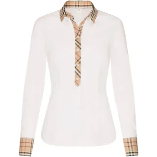 Seidensticker Popeline-Bluse mit Karodetail - Damen - Gr. 36 - weiß