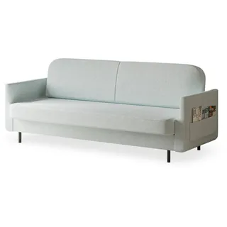 e-meubles Sofa mit Schlaffunktion und Bettkasten, Polstersofa, Sofagarnitur Wohnlandschaft mit Bettfunktion, Couch für Wohnzimmer - Schlafsofa Hellblau, Holzwerkstoff, 3-Sitzer, 221x87x84 cm, Sofas Couches, Schlafsofas