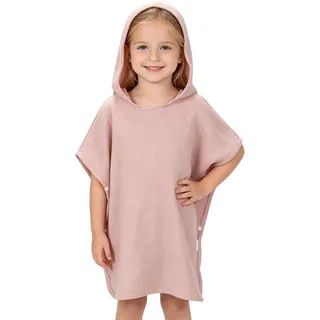 Montrestar Badeponcho Kinder, Handtuch Poncho aus 100% Musselin Baumwolle, Poncho Handtuch mit Kapuze Waschbar, Badehandtuch für Baden Schwimmbad Strand Baby Jungen Mädchen Kleinkind (Apricot)