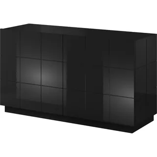Furniture24 Kommode Reja 2D Sideboard Schrank Wohnzimmerschrank 2 Türiger Hochglanz - Schwarz