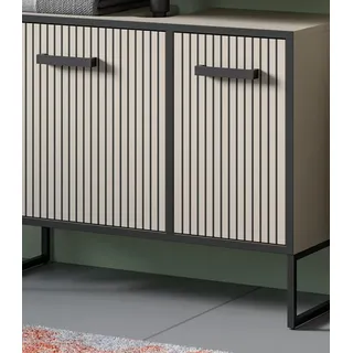 Waschbeckenunterschrank "Scana" Sand und schwarz, Waschtisch 80 cm, Soft-Close - Beige, Schwarz