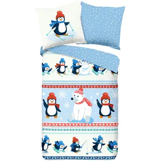 Muller Textiles Kinderbettwäsche Penguins Mehrfarbig 135 x 200 cm + 80 x 80 cm
