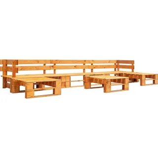 SYFAXTM 6-tlg. Garten-Lounge-Set aus Paletten Holz Honigbraun - Braun