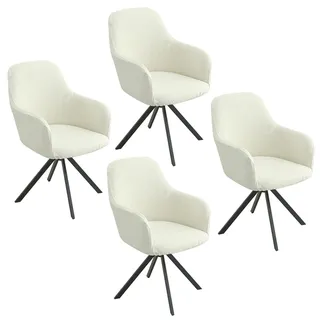 WMYYLX 2er/4er Stuhlhussen mit Armlehne, Jacquard Stuhlhussen Universal Abnehmbar Stretch Waschbar für Esszimmer Hotel Wohnzimmer Hochzeit Deko (Cremefarben 4er Set)