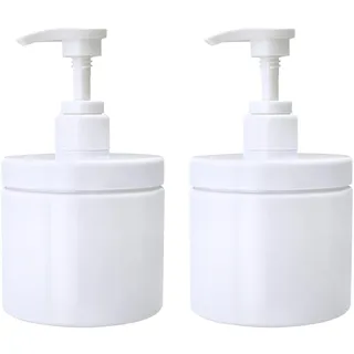 Pumpflaschenspender aus Kunststoff, nachfüllbare Flaschen, breite Öffnung, BPA-frei, Leere Pumpflaschen, Küche, Badezimmer, Dusche, Behälter für Lotion, Shampoo, Conditioner (weiß, 2 x 500 ml)