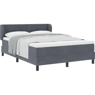 vidaXL Boxspringbett mit Matratze Dunkelgrau 160 x 200 cm Samt - Grau