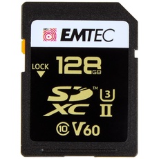 Emtec SpeedIN Pro+ SD-Speicherkarte 128GB, SDXC UHS-II U3 V60, Full HD, 3D, 4K, 8K UHD, Lesegeschwindigkeit bis zu 300MB/s und Schreibgeschwindigkeit bis zu 160MB/s