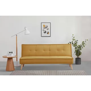 INOSIGN Schlafsofa »MENDOTA, 181 cm, 3-Sitzer mit Schlaffunktion,« verstellbarer Rückenlehne, Klappmechanismus, Webstoff, gelb