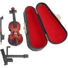 Geige deko, Violine Mit Koffer, Mini Violine Modell, Miniatur-Geigenmodell mit Ständer, Koffer, Puppenhaus-Zubehör, Mini-Musikinstrument Dekor Geschenk