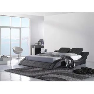 Doppelbett Designer Bett Ehebett Polsterbett Schlafzimmer Lederbett JVmoebel - Schwarz