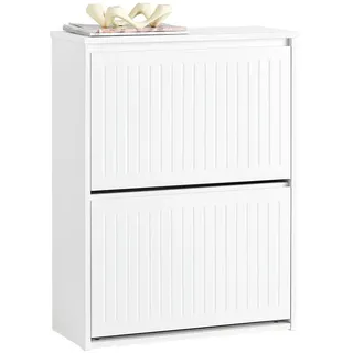 SoBuy Schuhschrank Weiß Holzwerkstoff, 61x81x26 cm, Garderobe, Schuhaufbewahrung, Schuhkipper