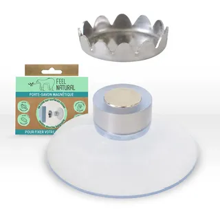 Seifenschale, magnetisch, für Dusche, Waschbecken, Badewanne – magnetischer Saugnapf aus PVC – hält Seifen bis zu 200 g – praktische Befestigung – für Glatte und saubere Oberflächen Feel Natural