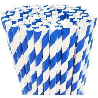 Oktoberfest Deko Strohhalme, Blau-Weiß Gestreift Papierstrohhalme, Deko Oktoberfest Trinkhalme, Biologisch Abbaubare Trinkhalme, für Bayrische Deko Bier Cocktail Geburtstag Hochzeit Party (100 Stück)