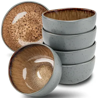 Moritz & Moritz ORGANIC Müslischalen Set 6-teilig Beige, Steingut Bowls im modernen Design, ca. 500 ml Füllmenge, einzigartiger Farbverlauf, robust und spülmaschinengeeignet