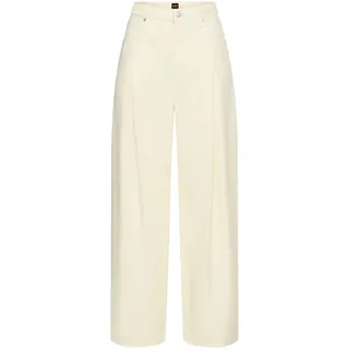 BOSS ORANGE Loose-fit-Jeans "Slouchy Pleated Mid Rise Premium Damenmode" BOSS ORANGE DENIM, mit Bundfalten, open weiß 150