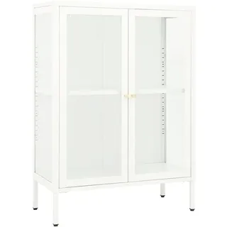 Sideboard Weiß 75x35x105 cm Stahl und Glas - Weiß