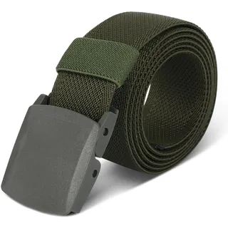 AiQInu Elastischer Arbeitsgürtel Herren, Verstellbarer Nylon Outdoor Gürtel Herren, Metallschnalle Gürtel Ohne Löcher, Schneller Pass durch die Flughafensicherheit