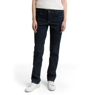 Tom Tailor Bequeme Jeans TTLIVA Straight fit aus Baumwoll-Mix Modell 'LIVA STRAIGHT', Dunkelblau, 31/32